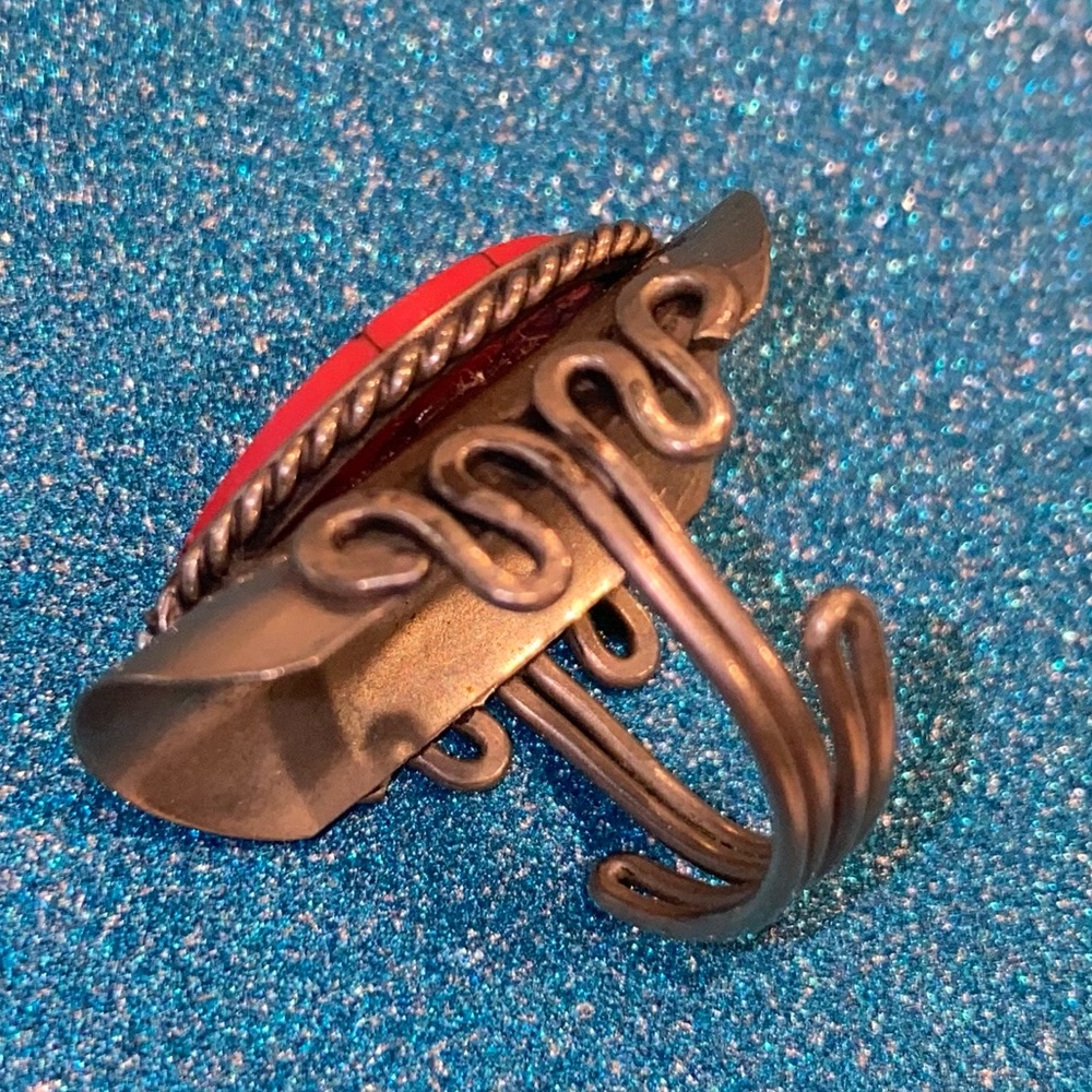 Red Stone Statement Ring - image 2